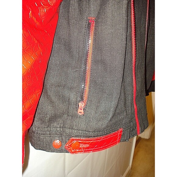 Vintage 90s Red Ape Jeans Co Faux Leather Jacket Mens Red Jean 2X - Picture 3 of 7